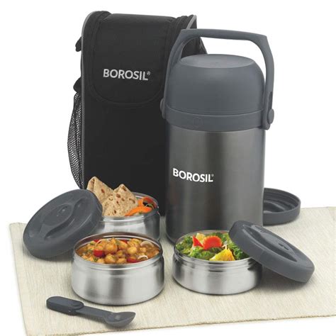 borosil - hot-n-fresh stainless steel insulated lunch box|Hot n Fresh (Vacuum Insulated) .